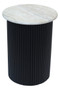 Walton Travertine Top Side Table with Black Acacia Wood Base Walton Travertine Top Side Table with Black Acacia Wood Base