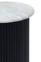 Walton Travertine Top Side Table with Black Acacia Wood Base Walton Travertine Top Side Table with Black Acacia Wood Base