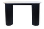 Walton Travertine Top Console Table with Black Acacia Wood Legs Walton Travertine Top Console Table with Black Acacia Wood Legs
