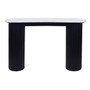 Walton Travertine Top Console Table with Black Acacia Wood Legs Walton Travertine Top Console Table with Black Acacia Wood Legs