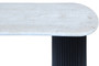 Walton Travertine Top Console Table with Black Acacia Wood Legs Walton Travertine Top Console Table with Black Acacia Wood Legs