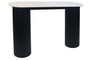 Walton Travertine Top Console Table with Black Acacia Wood Legs Walton Travertine Top Console Table with Black Acacia Wood Legs