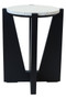 Winton Travertine Top Side Table With Black Acacia Wood Frame
