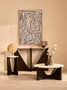 Winton Travertine Top Side Table With Black Acacia Wood Frame