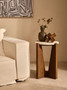 Winton Travertine Top Side Table With Acacia Wood Frame
