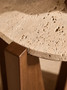 Winton Travertine Top Side Table With Acacia Wood Frame