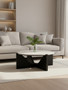 Winton Travertine Top Coffee Table With Black Acacia Wood Frame