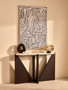 Winton Travertine Top Console Table With Black Acacia Wood Frame