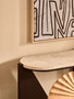 Winton Travertine Top Console Table With Black Acacia Wood Frame