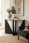 Winton Travertine Top Console Table With Black Acacia Wood Frame