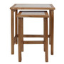 Womad Large Set Of 2 Wooden Side Tables With Travertine Tops Womad Large Set Of 2 Wooden Side Tables With Travertine Tops