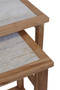 Womad Large Set Of 2 Wooden Side Tables With Travertine Tops Womad Large Set Of 2 Wooden Side Tables With Travertine Tops