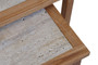 Womad Large Set Of 2 Wooden Side Tables With Travertine Tops Womad Large Set Of 2 Wooden Side Tables With Travertine Tops