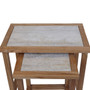 Womad Large Set Of 2 Wooden Side Tables With Travertine Tops Womad Large Set Of 2 Wooden Side Tables With Travertine Tops