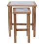 Womad Small Set Of 2 Wooden Side Tables With White Marble Tops Womad Small Set Of 2 Wooden Side Tables With White Marble Tops