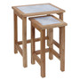 Womad Small Set Of 2 Wooden Side Tables With White Marble Tops Womad Small Set Of 2 Wooden Side Tables With White Marble Tops