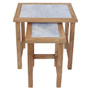 Womad Small Set Of 2 Wooden Side Tables With White Marble Tops Womad Small Set Of 2 Wooden Side Tables With White Marble Tops