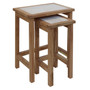 Womad Small Set Of 2 Wooden Side Tables With Travertine Tops Womad Small Set Of 2 Wooden Side Tables With Travertine Tops