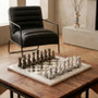 Flos Carved White and Grey Large Marble Chess Set