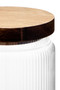 Freska Ribbed Round Glass Jar with Acacia Wood Lid 700ml