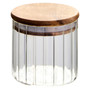 Freska Ribbed Round Glass Jar with Acacia Wood Lid 250ml