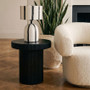 Trento Black Metal Round Ridge Detail Side Table