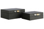 Cardona Set of Two Black Shagreen Effect Trinket Boxes