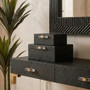 Cardona Set of Two Black Shagreen Effect Trinket Boxes