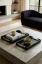 Cardona Set Of Two Black Shagreen Effect Trays