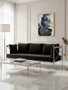 Novo Black Velvet Sofa With Silver Frame 3 Seater Sofa