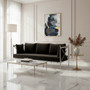 Novo Black Velvet Sofa With Silver Frame 3 Seater Sofa