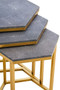 Cardona Nest of Three Hexagonal Blue Shagreen Effect Tables