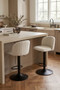 Maxwell Set of 2 Beige Textured Fabric Curved Bar Chairs