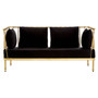 Novo 2 Seat Gold Finish Tapered Arms Sofa
