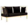 Novo 2 Seat Gold Finish Tapered Arms Sofa
