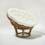Manado Round Grey Kubu Rattan Papasan Chair with Cream Cushion