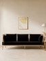 Novo Black Velvet and Gold Finish 3 Seater Sofa