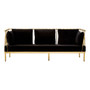 Novo 3 Seat Gold Finish Tapered Arms Sofa