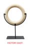 Zoro Cream Marble Ring Sculpture on Metal Stand