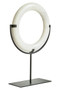 Zoro White Marble Ring Sculpture on Metal Stand