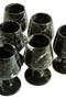 Marmore Set of Six Greenish Black Marble Shot or Liqueur Glasses