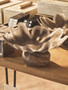 Galene Fluted Grey Glass Pedestal Bowl