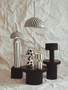 Carta Black and White Stripe Papier Mache Domed Pendant Light