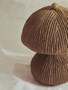 Carta Taupe Etched Linear Design Papier Mache Domed Table Lamp