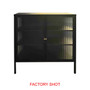 Addison Black Metal and Fluted Glass Door Cabinet