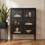 Addison Black Metal and Fluted Glass Door Cabinet