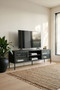 Addison Black Metal and Fluted Glass Door Media Unit