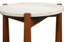 Wilbur Travertine Top and Brown Finish Mango Wood Side Table