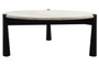 Wilbur Travertine Top and Black Finish Mango Wood Coffee Table