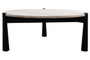 Wilbur Travertine Top and Black Finish Mango Wood Coffee Table